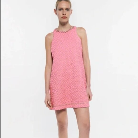Zara Dresses & Skirts - ZARA PINK JEWEL MINI DRESS Size MNEW WITH TAG!
